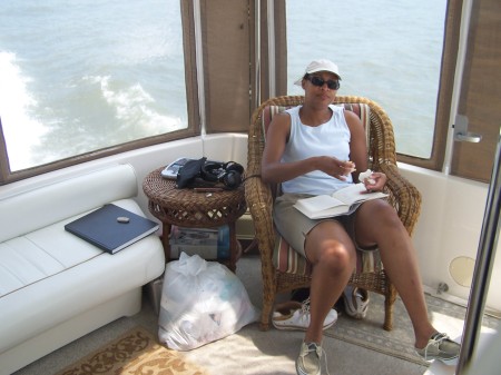 Diahanna chilling on cruise down river.