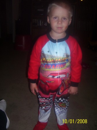 Caiden in CARS Jammies