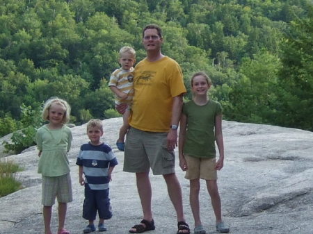 David and kids hiking