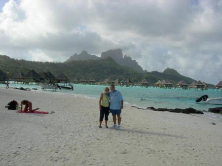 on the beach in Bora- Bora