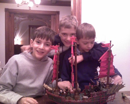 Jonah, Joseph, and Sam Building a Boat