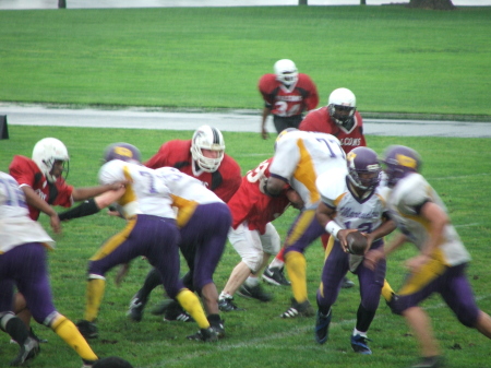 hubby playing football at the base