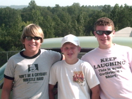 Left to right,friend,Justin,Camron. Grandkids.