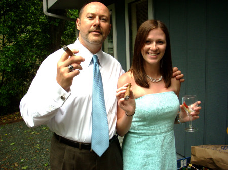Shannon & Dad smoke a cigar