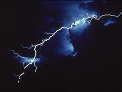 Lightning shot over Tampa Bay