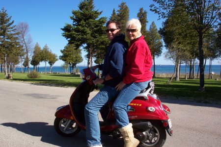 Mackinaw City on our "Hog"... OK, our "Piglet"