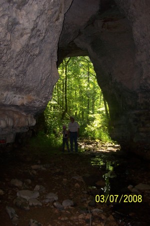 Ron & Sam in the cave opening on the property