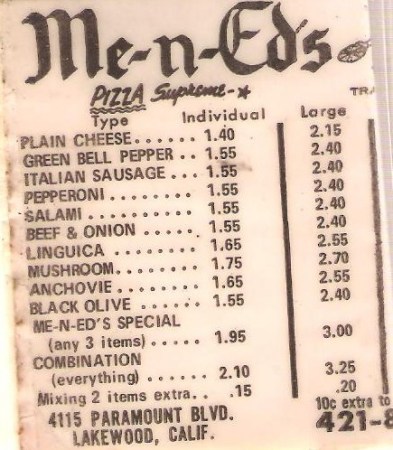 Pizza Prices 1972