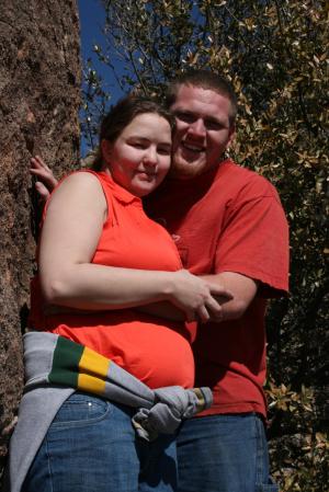 Megan & Nathan on bolders of Davis Mtns