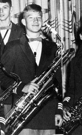 Bob w/ baritone sax in high school (1966)