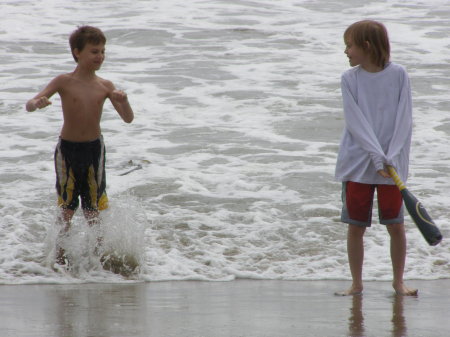 Playing at the ocean