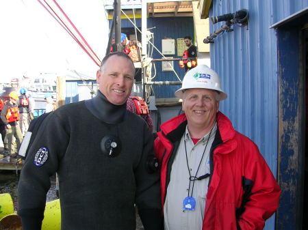 Photo op with Andrea Doria diver (red jacket).