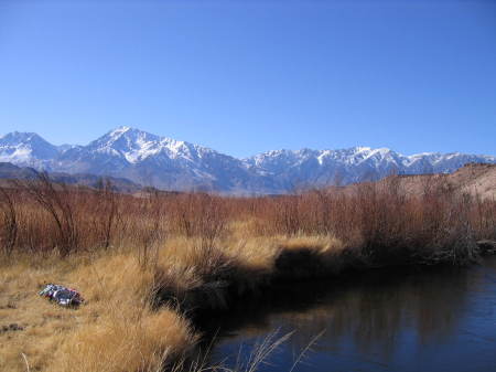 The Owens River with Mammoth in the background