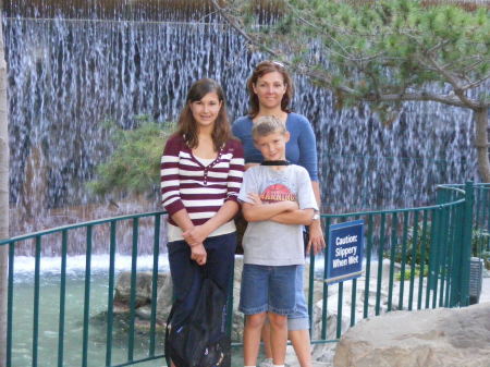 belinda and kids at waterfall