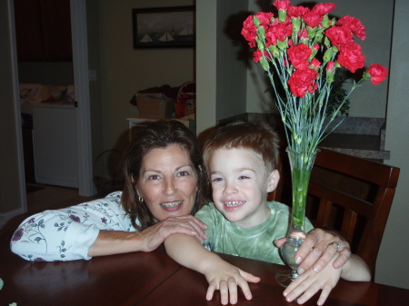 Sam gives Mommy flowers