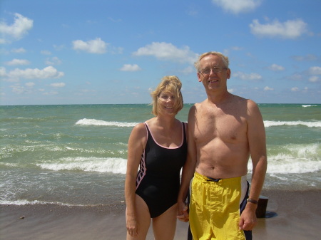 Kathy & me on the beach 2007 Lake Michigan