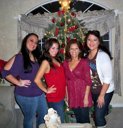 Mom and her girls - Christmas 2008