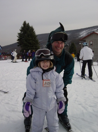 Emily and I skiing