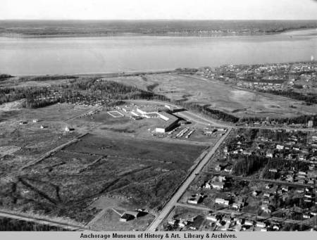 Aerial view of Anchorage High 1959