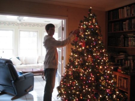 Jared helping me decorate the Christmas tree