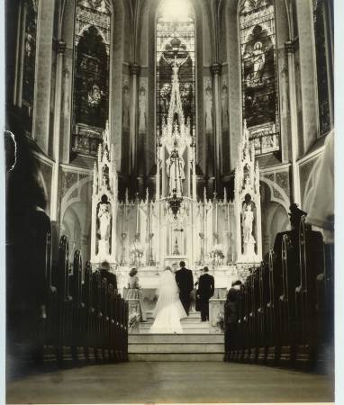 Our Wedding at St Monica's Church - 10/15/1950