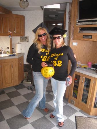 Tracey and Dawn at an 80's party