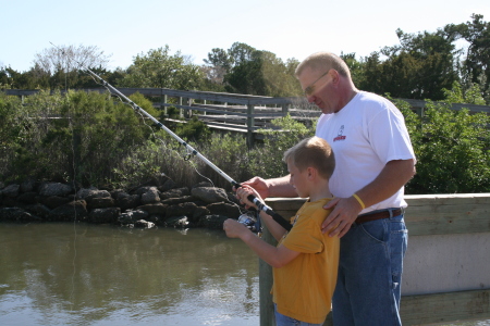 My son and I fishing.