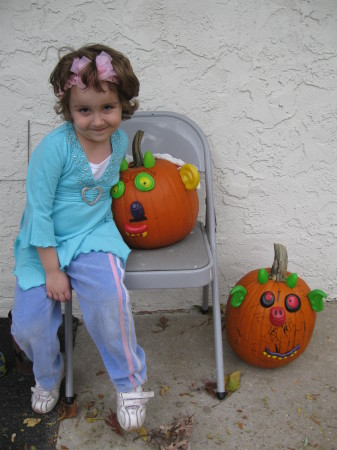Sarah and the Halloween pumpkins
