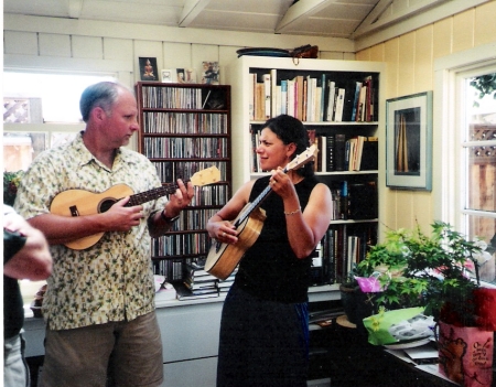 Lisa and I playing ukulele