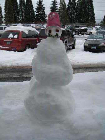 Snowman at merlo garage