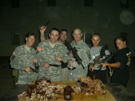 My Army buddies after our pig roast