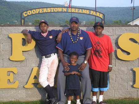 Umpiring in Cooperstown, NY with my boys.