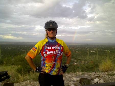 Sandy riding up Mt. Lemmon in Tucson