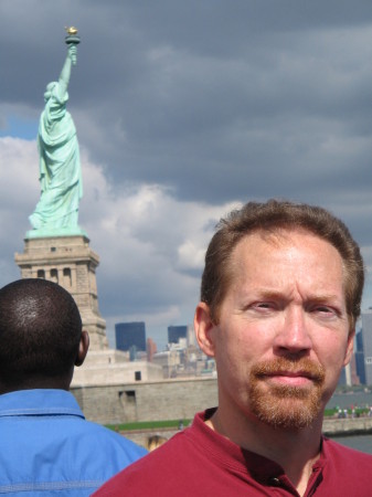 steve at the statue of liberty