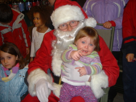 me playin santa with grandaughter