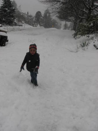 Nephew Myles playing in the snow