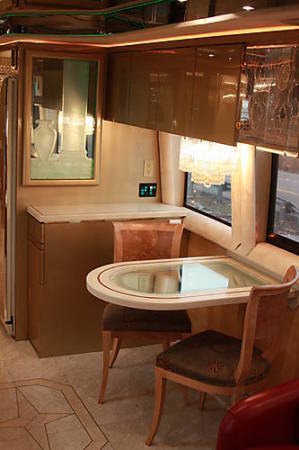 Driver's side dining table looking aft