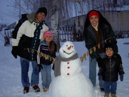 The kids' first snowman