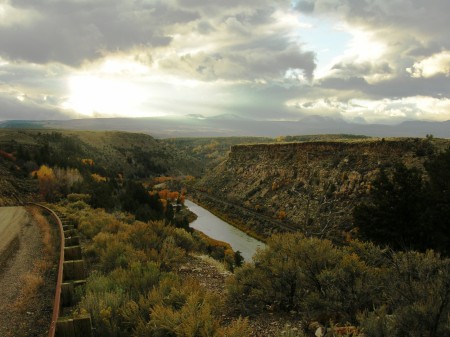 Driving along Colorado River Road, fall.