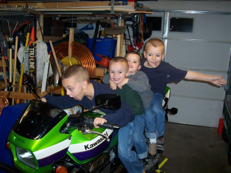 All 4 boys on my bike