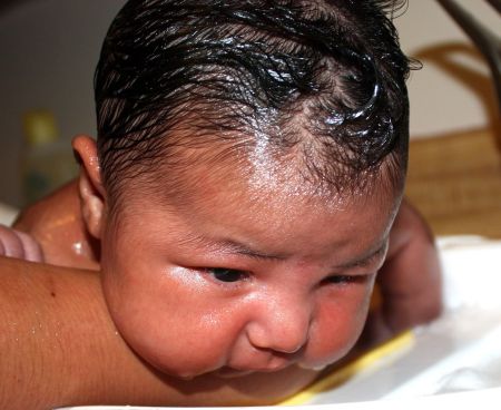 my daughters first bath