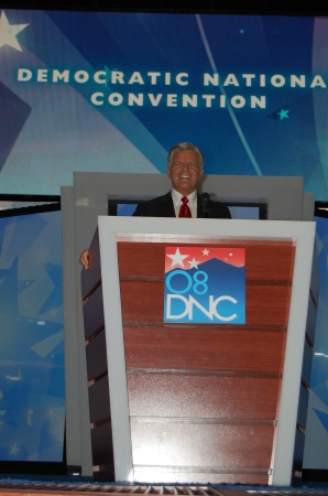 Trying out the DNC podium Pre-Convention