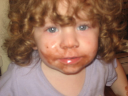 Olivia Loving her ice cream cake