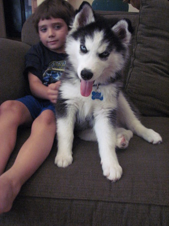 Bryce and our new puppy, Kitara