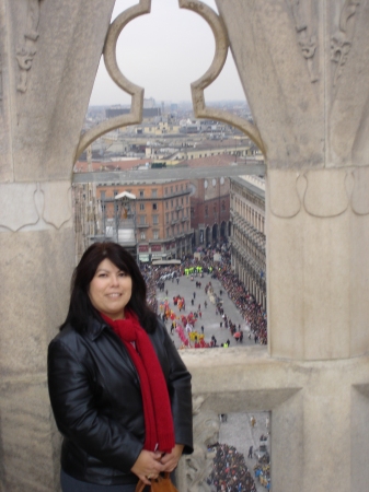 On top of Gothic Church in Milan