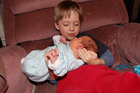 Jacob and baby brother -- 1 week old