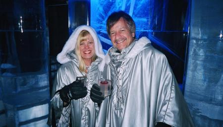 Sterling and Mark at Ice Bar, Stockholm