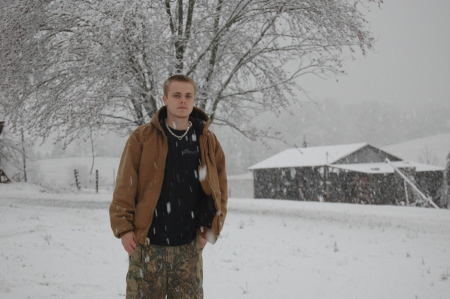 My son Phil in the snow