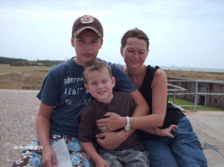 Wife and sons in windy Ft.Gordon
