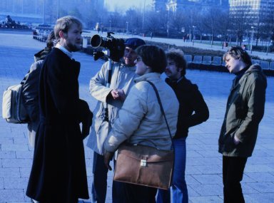 Will and film crew, 1981